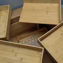 Novabright 6 Pcs Stackable Paper Organizer Tray Acacia Wood Desk Organizer Letter Tray Desktop Letter Size Office Wooden Desk Shelf Paper Holder Folder Organization Rack for File Document(Bamboo)