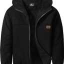 SCODI Boys Fleece Sherpa Lined Jacket for Kids Hoodie Zip Up Sweatshirt (Black, XXL)