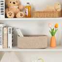 MiniArk Small Storage Baskets for Organizing | Closet Organizer Bins | Shelf Toy Basket | Woven Rope Baskets | Cube Decorative Box | Shallow Basket | L11.5xW7.5xH4.7| Brown