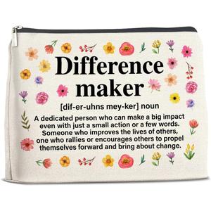 Difference Maker Gifts Makeup Bag, Thank You Appreciation Gifts for Women Teacher Boss Leader Coworker, Difference Maker Definition Zipper Makeup Pouch