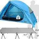 4-in-1 Camping Cot Tent, Foldable Elevated Tent Set for 1 Person to Use, Elevated Camping Bed Tent for Outdoor Hiking, Camping, 2.2 feet wide