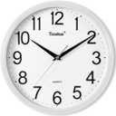 Wall Clock Silent Non-Ticking Battery Operated 12 Inch Wood Grain Large Easy to Read 3D Numbers for Office Living Room Bedroom Kitchen (White)