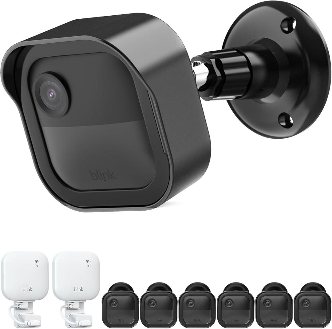 Camera Mount for Blink Outdoor 4 (4th Gen) and Outdoor (3rd Gen), 6 Pack Weatherproof Protective Housing and 360 Degrees Adjustable Mount with 2 Pack Blink Sync Module Mount (Black)