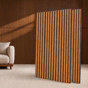 VAMSLAT Acoustic Wood Slat Wall Panels Soundproof 2 Pack 47.2"x23.6"Walnut