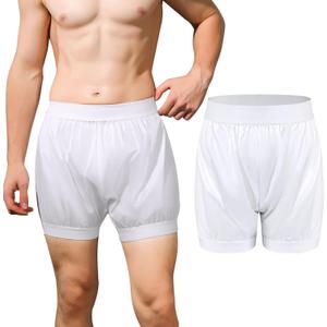 Carer Adult Diaper Cover Unisex Washable Incontinence Boxer Briefs Enclosed Elastic, Widened Waistband Design Leakproof Incontinence Underwear for Men Women Incontinence Supplies (2XL, White)