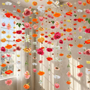 XunYee 6 Pcs 35.4 ft Flower Garlands Artificial Wildflower Vines Floral Hanging Backdrop Fake Flower Garlands Faux Silk Wildflower Vine for Wedding Bridal Shower Home Garden Wall Arch Decor(Rose)