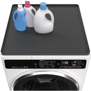 Washing Machine Cover for Top 27x 27" Pad for Top of Washer or Dryer Protector Rubber Mat for Washing Machine Accessories Non Slip Waterproof Washable (Black)