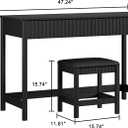 ChooChoo 47.2 Inch Modern Desk with Drawers, Makeup Vanity Desk with Padded Stool, Writing Computer Desk for Home Office & Bedroom, Black, 47.24in