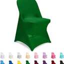 ManMengJi Spandex Chair Covers, 12 PCS Folding Chair Covers, Universal Fitted Chair Slipcovers for Wedding, Party, Banquet, Holidays, Celebration (Forest Green)