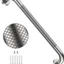 24 Inch Anti Slip Shower Grab Bar,YuanDe Brushed Nickel Bath Grab Bar | Stainless Steel Knurled Bathroom Safety Rail, Shower Handrail Support, Handicap Elderly Balance Assist Handles-1.25" Diameter