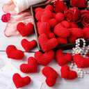 Briwooody 24 Pcs Valentine's Day Ornaments Knitted Crochet Heart Ornaments Handmade Tree Decoration Heart Bauble Fillers Valentine Gift Ideal for Christmas Tree Party Home Decor(Red)