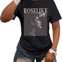 SOLY HUX Women's Graphic Tees Vintage Letter Print Crew Neck Short Sleeve Casual Streetwear T Shirt Tops, L