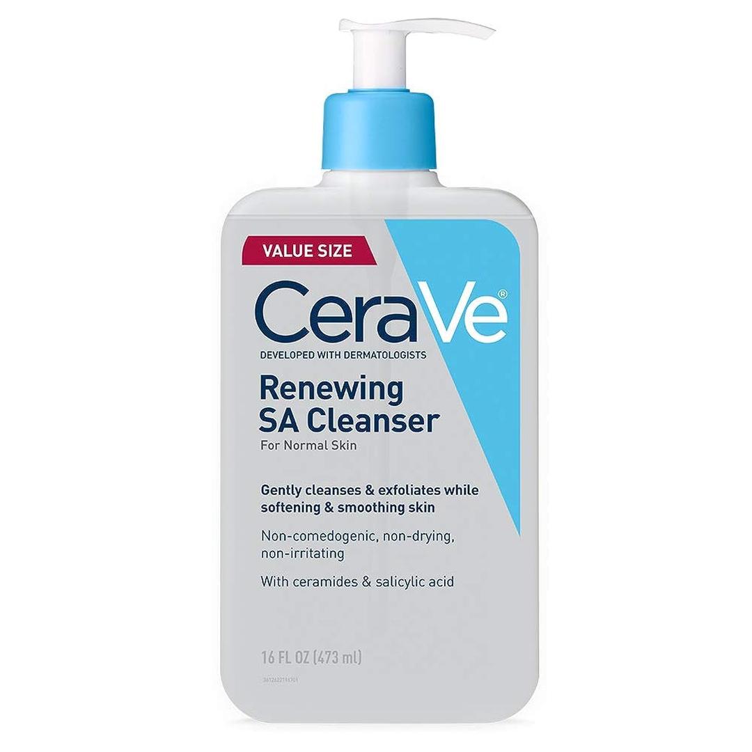 CeraVe Renewing Salicylic Acid Cleanser, Formulated With Hyaluronic Acid, Niacinamide, & Ceramides, Gentle BHA Exfoliating Face Wash Smooths & Softens Skin, Non Comedogenic & Fragrance Free, 16 Ounce (16 Fl Oz (Pack of 1))