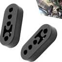 2 PCS 4 Hole Exhaust Rubber Hanger, Adjustable Exhaust Hangers Support Bracket, Vent Rubber Hanger Accessories, Universal Bushing Muffler Insulator Shock Absorber Mounting Bracket (Black)