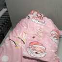 Castle Fairy Santa Claus Comforter Set,Pink Christmas Tree Bedding Set for Kids Girls Women,Adults Xmas Theme Comforter,Snowflake Quilted Duvet Set Bedroom Collection Twin Size 2Pcs