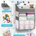 Hanging Diaper Caddy Organizer Crib OrganizerSpacious Baby Girl/Boy Nursery Storage Organizer for Changing Table, Playpen/Wall- Hold 90+ Diaper (Grey)
