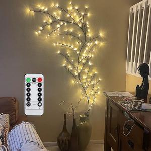 Enchanted Willow Vine Lights with Remote, Christmas Fall Decorations Indoor Room Decor, 8 Modes Artificial Plants Lighted Willow Vine Lights, Wall Decor for Room Decor, Wall Light