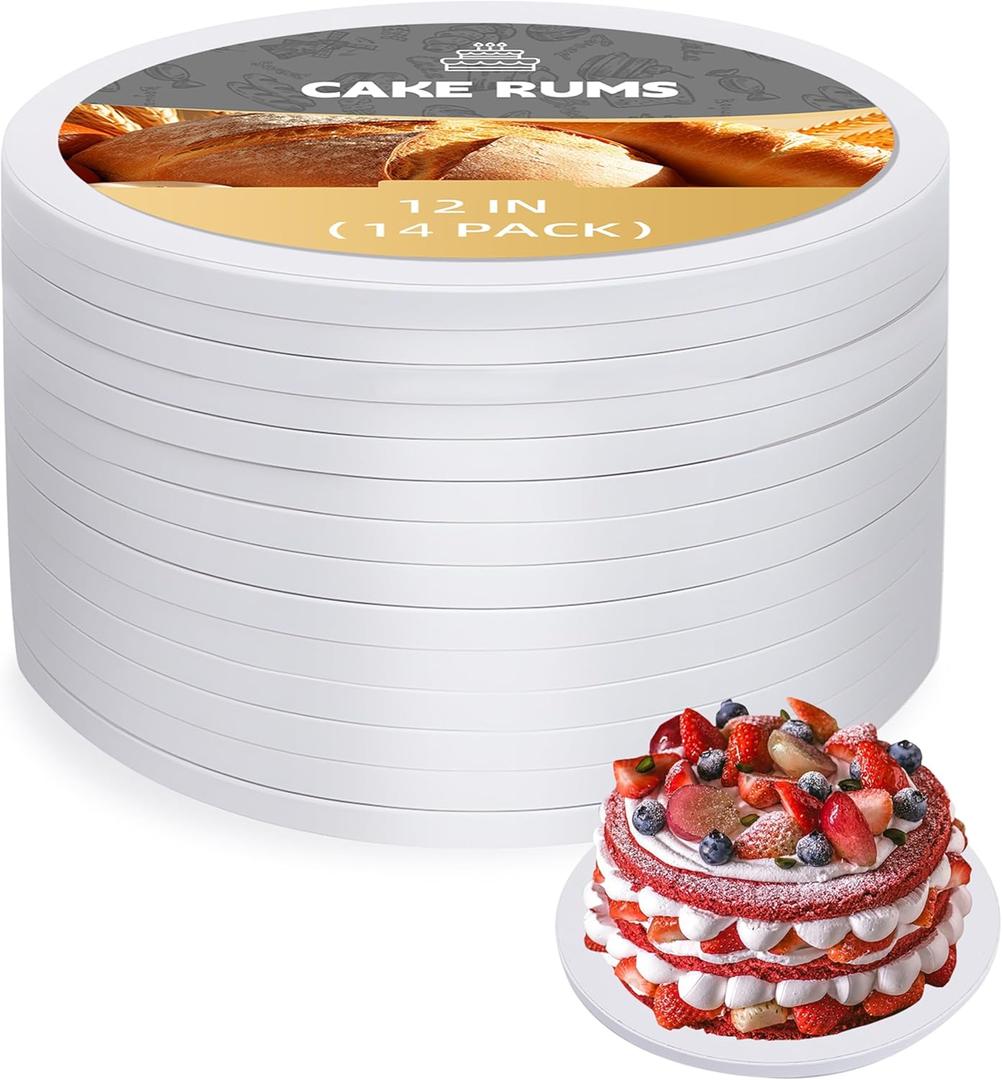 Oungg 14 Pack 12 Inch Cake Drum, Cake Boards 12 Inch Round, 1/2" Thick Cardboard Cake drums with Food Grade, White and Modern Style for Bases Para Pasteles.