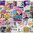 2025 50Pcs Funny Meme Vinyl Stickers Pack, Waterproof Decals for Adults & Teens, Fits Water Bottles, Laptops, Phones, Hard Hats, Car Bumpers, 4 Pack