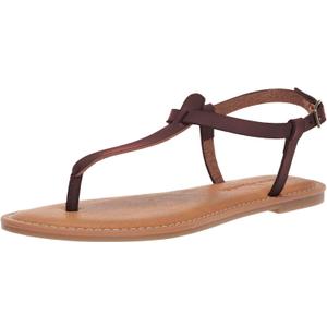 Amazon Essentials Women's Casual Thong Sandal with Ankle Strap (7.5, Brown)