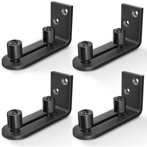 EaseLife Sliding Barn Door Bottom Floor Guide,Ball Bearings Adjustable Stay Roller,Wall Mount System,Flush Flat Bottom Design,2 Assemble Setup Options,Fit All Size Door,Black,4 Pack