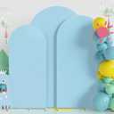 Fomcet Wedding Arch Cover 7.2FT, 6.6FT, 6FT Dusty Blue Spandex Fitted Fabric Backdrop Set of 3 Round Top Chiara Arch Backdrop Stands Covers for Wedding Ceremony Birthday Party Baby Shower Decor