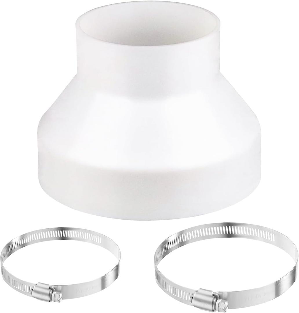 6 to 4 inch Duct Reducer Adapter, Air Ducting Reducer Increaser for Inline Ventilation Fitting, Blower and Exhaust, HAVC Pipe Connector Come with 2 Hose Clamps