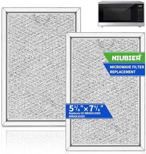 Microwave Filter Replacement 7.64" x 5.12" Fit for GE WB06X10309/ WB06X10359, 2 Pack Microwave Vent Filter, Microwave Grease Filter - Freshens and Filters Kitchen Air in Over-The-Range Oven Vent Fan