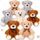 Zomiboo 7 Packs 14 Inch Plush Bear Stuffed Animals Plush Soft Cute Stuffed Dolls Birthday Party Decorations(White, Brown)