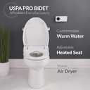 Bio Bidet USPA PRO Modern Bidet Seat, Warm Water, Heated Seat & Dryer, Remote Control, Round