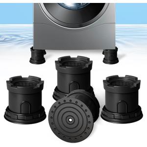 4Pcs Anti Vibration Pads for Washing Machine, Adjustable Height Stops Washer Dryer Moving, Prevents Noise, Vibration Transfer, Antivibration Stabilizer Support Feet with Suction Cup Bottom (Grey)