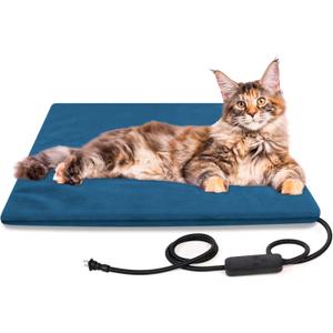 Rolimate Pet Heating Pad for Dogs and Cats, 6-Temp Control with Timer, 100% Waterproof Electric Warming Heated Dog Cat Mat Blanket Bed for Outdoor Senior Dog Cat House Whelping Box (M-17.5"x17.5")