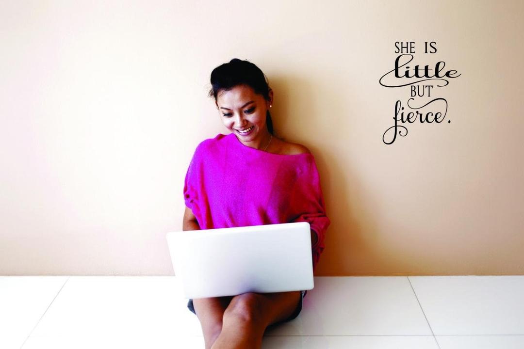 Unique Home Wall Stickers She is Little But Fierce Decal Dcor for Bedroom Living Room Nursery - Size: 11 Inch X 22 Inch (Black)