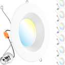 Sunco 6 Pack LED Recessed Lighting 6 Inch, Retrofit Can Lights, 965LM, 13W (100W Equivalent), Selectable CCT 2700K/3000K/3500K/4000K/5000K, Dimmable, Baffle Trim, Damp Rated UL