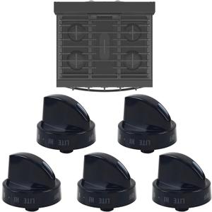 5 Pack 316442513 Range Surface Burner Knobs,Stove Control Knobs Replacement Compatible with Frigidaire,Kenmore,Sears Range Oven,Replace 1465864,AH2332411,AP4327071,EA2332411(Black)