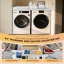 54" Washer Dryer Countertop, White Topper w/ Edge Rails for laundry machine | laundry countertop over washer and dryer, Waterproof Laundry Room Organization, Elegant & Space-Saving,washer and dryer shelf