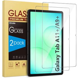 SPARIN 2 Pack Screen Protector for Samsung Galaxy Tab A11 Plus/A9 Plus [11 Inch-2025/2023], Tempered Glass for Tablet A11+/A9+ (SM-X230/X235/236B/X210/X216/X218), Case Friendly, HD Clear
