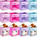 Marsui 12 Pcs Clear Storage Bins Collapsible Cube Fabric Storage Organizer Bin with Window for Kid Room Daycare Nursery Playroom(Blue, Purple, Rose, Pink,Solid)