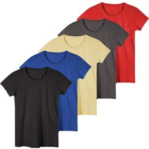 Sexy Basics Women's 5 Pack Crew Neck T-Shirts |Workout - Activewear - Yoga - Sleep Ultra Soft Stretch Short Sleeve Tees (3X-Large, 5 Pack-black,charcoal,blue,sunlight,flame Red)
