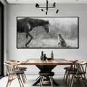 Animal Canvas Wall Art Vintage Print Pictures Farmhouse Wall Decor 29"x58" Bedroom Artwork for Over Bed Office Decorations