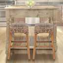 2 x JONATHAN Y CSL1101C Maui 25.5" Rustic Bohemian Hyacinth/Wood Backless Counter Stool for Home, Kitchen, Dining Room, Workspaces, Cafes and Resturants, Dark Brown Woven Seat with Natural Wood Frame
