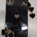 Caseative for iPhone Xr Case,Cute Plating Love Heart Wrist Strap Chain Bracelet Phone Case (Black)