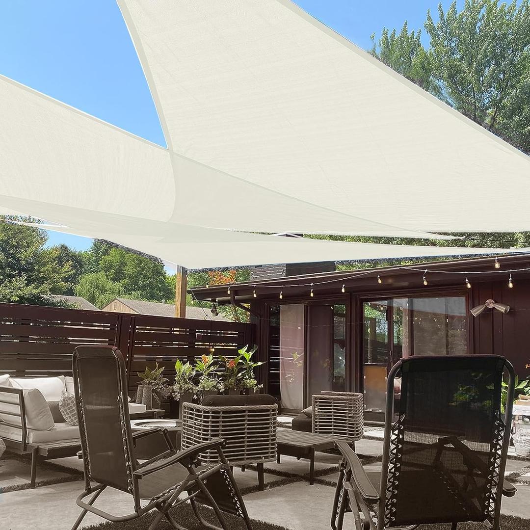 LOVE STORY 16' x 16' x22' Right Triangle Sun Shade Sail Sunshade Sail UV Block for Patio Garden, Cream