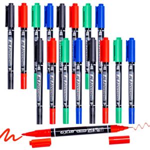 Dual Tip Permanent Markers, 16 Pack, Fine & Ultra Fine Tip, Fine Tip Permanent Markers, Quick Drying, Works on wood, Paper, Plastic, Metal and Glass, for Home, Office and School use (16)