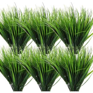 40 Bundles Artificial Grass Plants for Outdoors, UV Resistant Fake Grass Plant Decor, Faux Grasses for Outdoor Planters, Polyethylene Fake Ornamental Grasses for Garden/Porch/Window Box