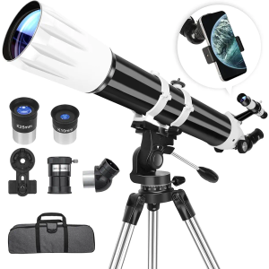 Telescope, 90mm Aperture 900mm Astronomical Refractor Telescope for Adults High Powered - Multi-Coated Professional Telescopes for Astronomy Beginners with AZ Mount, Portable Carry Bag, Phone Adapter Telescope, 90mm Aperture 900mm Astronomical Refractor Telescope for Adults High Powered - Multi-Coated Professional Telescopes for Astronomy Beginners with AZ Mount, Portable Carry Bag, Phone Adapter
