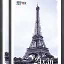 VCK 24x36 Poster Frames 2 Pack, Black Solid Wood Picture Frame, Textured Exclusive Wall Gallery Frame (24 x 36 - 2 pack)