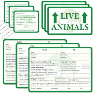 50 Pcs Live Animal Stickers Labels for Airline Cargo Crates Includes Fragile Arrow Markings Great for Shipping Packing Safely This Side Up Handle Warning Care Tags (Green)