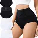 SIONCY Seamless Womens Underwear High Waisted Briefs No Show Full Coverage Breathable Ladies Panties Mutipack (XL)