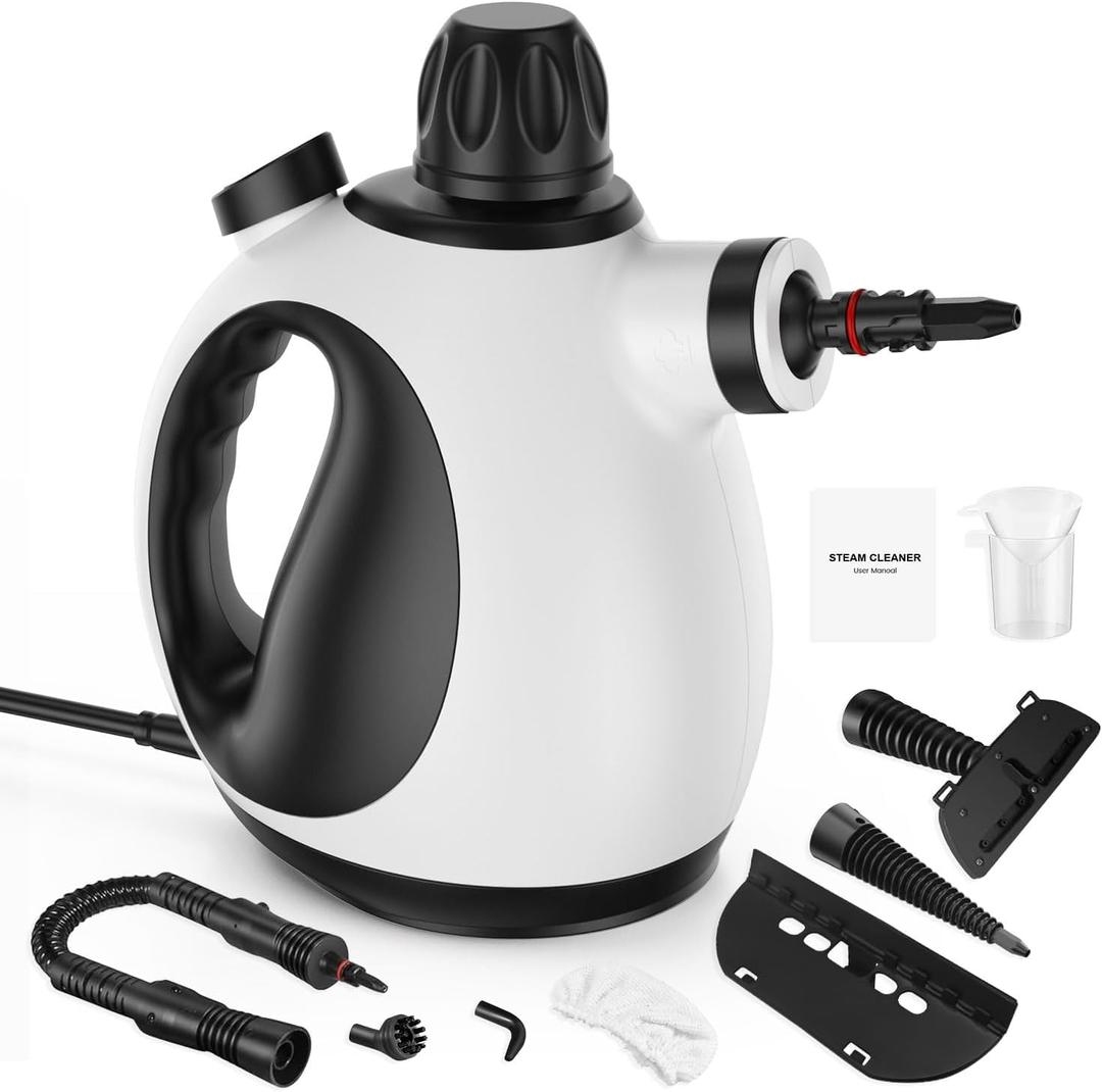 Handheld Steam Cleaner for Home - Pressurized Handheld Steamer for Cleaning with High Pressure, Chemical-Free Multi-Purpose Portable Deep Steam Cleaner for Cleaning Windows, Couch(White)